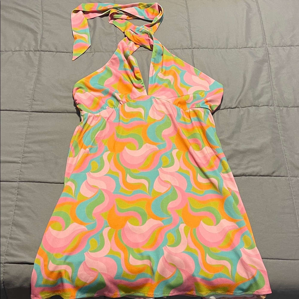 Show Me Your MuMu Colorful Halter Mini Dress